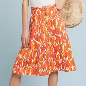 Anthropologie Maeve Banana Grove Denim Midi Skirt 6 like new!